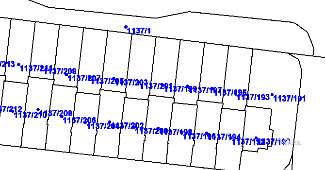 Parcela st. 1137/199 v KÚ Čimice, Katastrální mapa
