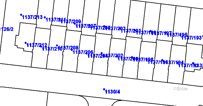 Parcela st. 1137/202 v KÚ Čimice, Katastrální mapa