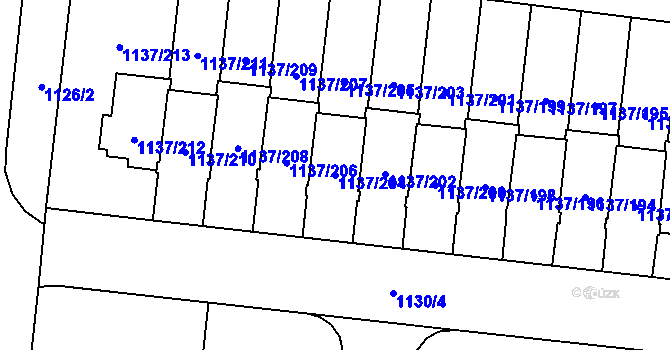 Parcela st. 1137/204 v KÚ Čimice, Katastrální mapa