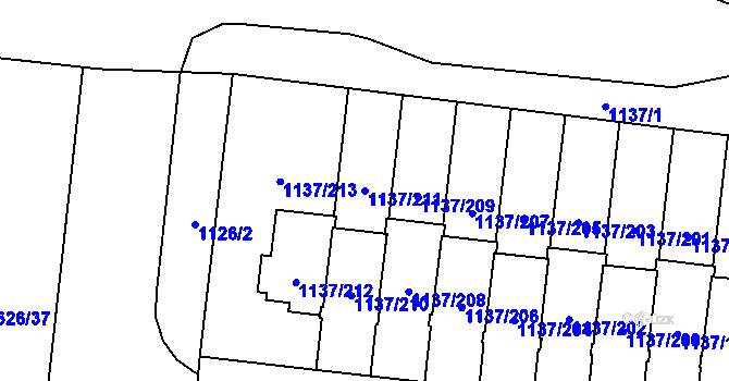 Parcela st. 1137/211 v KÚ Čimice, Katastrální mapa