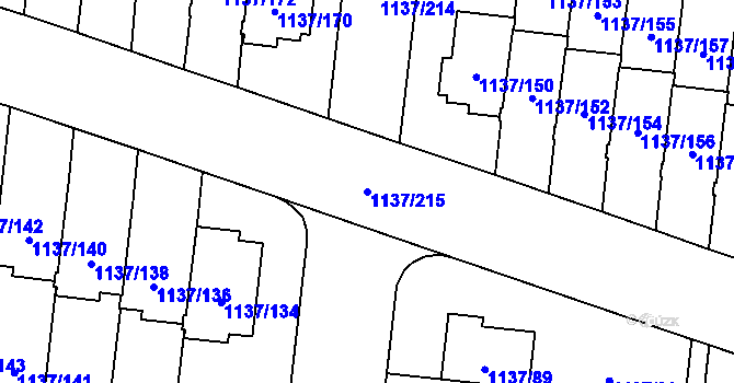 Parcela st. 1137/215 v KÚ Čimice, Katastrální mapa