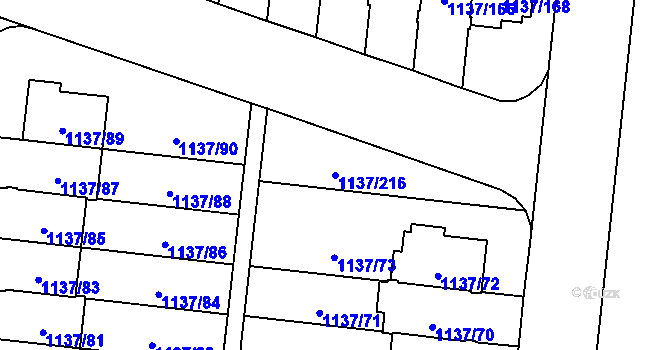Parcela st. 1137/216 v KÚ Čimice, Katastrální mapa