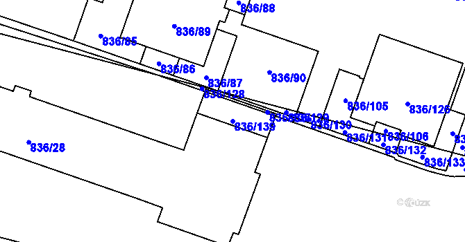 Parcela st. 836/139 v KÚ Čimice, Katastrální mapa