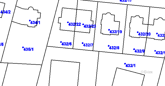 Parcela st. 432/7 v KÚ Čimice, Katastrální mapa