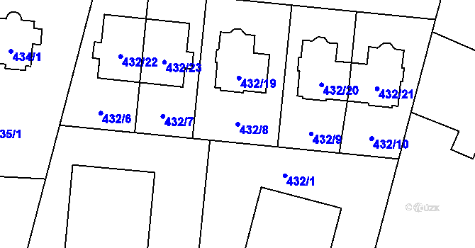 Parcela st. 432/8 v KÚ Čimice, Katastrální mapa