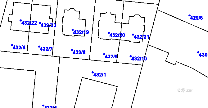 Parcela st. 432/9 v KÚ Čimice, Katastrální mapa