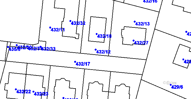 Parcela st. 432/12 v KÚ Čimice, Katastrální mapa