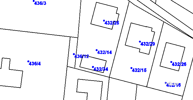 Parcela st. 432/14 v KÚ Čimice, Katastrální mapa