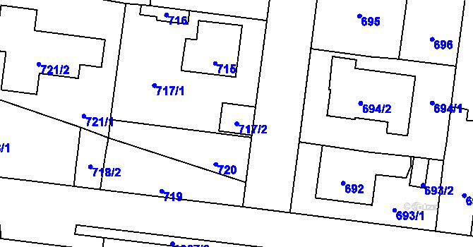 Parcela st. 717/2 v KÚ Čimice, Katastrální mapa