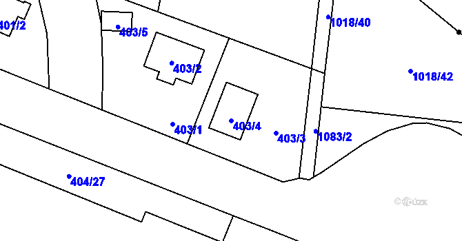 Parcela st. 403/4 v KÚ Čimice, Katastrální mapa
