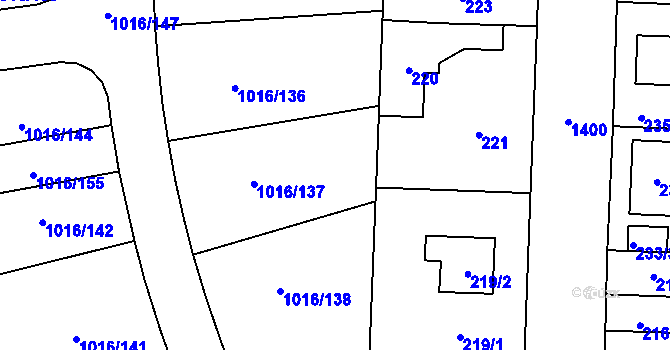 Parcela st. 1016/137 v KÚ Čimice, Katastrální mapa