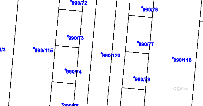 Parcela st. 990/120 v KÚ Čimice, Katastrální mapa