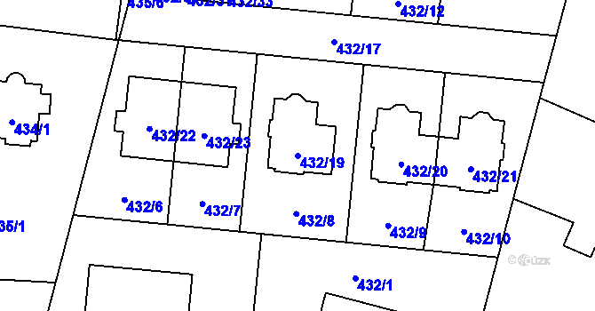 Parcela st. 432/19 v KÚ Čimice, Katastrální mapa