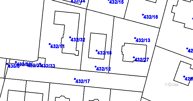 Parcela st. 432/18 v KÚ Čimice, Katastrální mapa