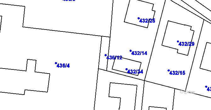 Parcela st. 436/12 v KÚ Čimice, Katastrální mapa