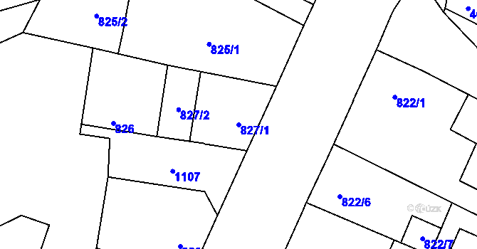 Parcela st. 827/1 v KÚ Čimice, Katastrální mapa