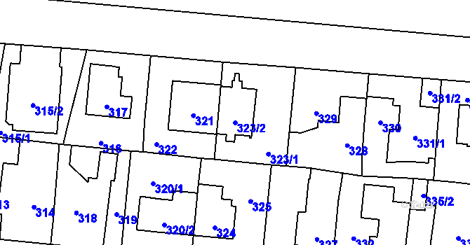 Parcela st. 323/2 v KÚ Čimice, Katastrální mapa