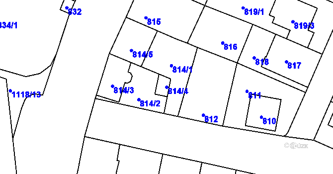Parcela st. 814/4 v KÚ Čimice, Katastrální mapa