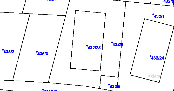 Parcela st. 432/28 v KÚ Čimice, Katastrální mapa