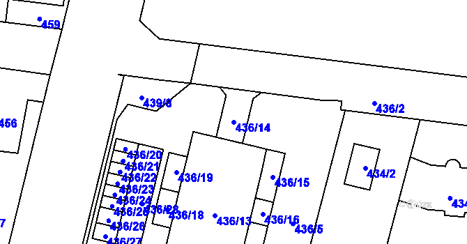Parcela st. 436/14 v KÚ Čimice, Katastrální mapa