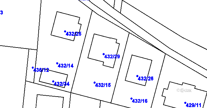Parcela st. 432/29 v KÚ Čimice, Katastrální mapa