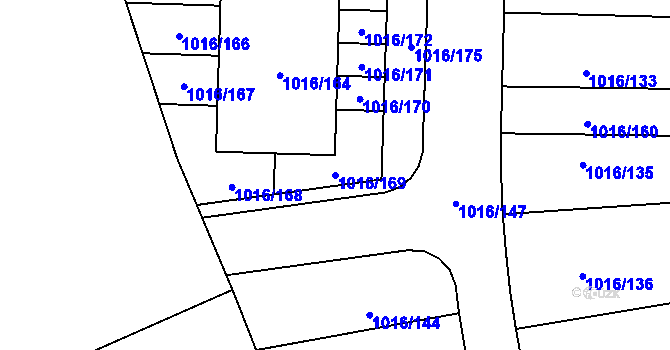 Parcela st. 1016/169 v KÚ Čimice, Katastrální mapa