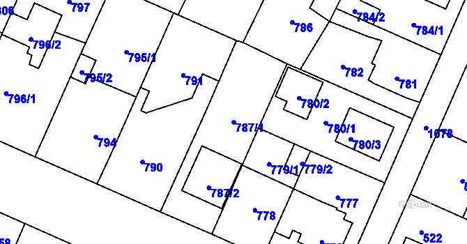 Parcela st. 787/1 v KÚ Čimice, Katastrální mapa