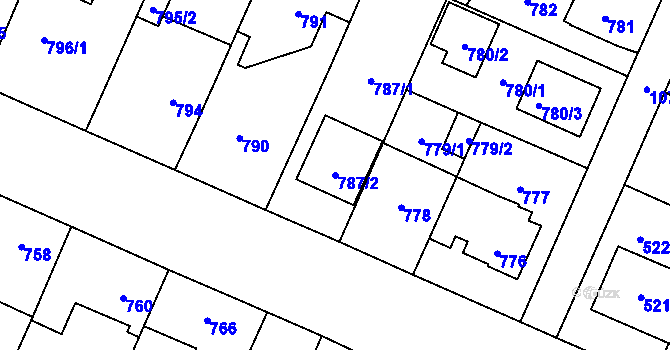 Parcela st. 787/2 v KÚ Čimice, Katastrální mapa