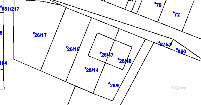 Parcela st. 26/47 v KÚ Čimice, Katastrální mapa