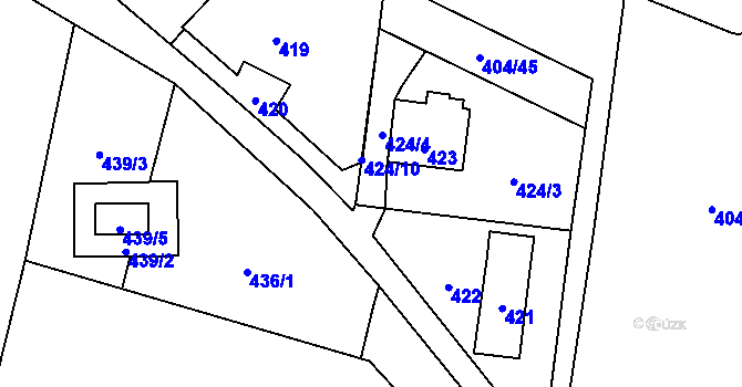 Parcela st. 424/5 v KÚ Čimice, Katastrální mapa