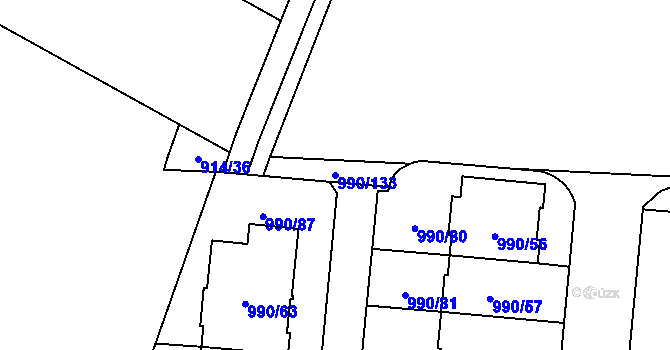 Parcela st. 990/133 v KÚ Čimice, Katastrální mapa