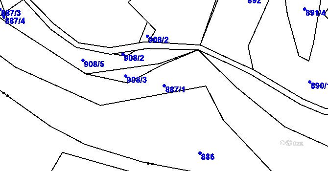Parcela st. 887/1 v KÚ Čimice, Katastrální mapa