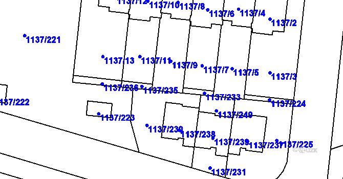 Parcela st. 1137/234 v KÚ Čimice, Katastrální mapa