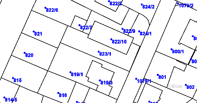 Parcela st. 823/1 v KÚ Čimice, Katastrální mapa