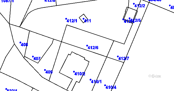 Parcela st. 412/6 v KÚ Čimice, Katastrální mapa