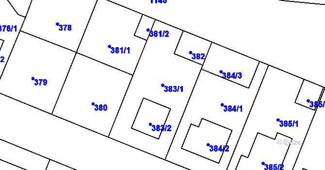 Parcela st. 383/1 v KÚ Čimice, Katastrální mapa