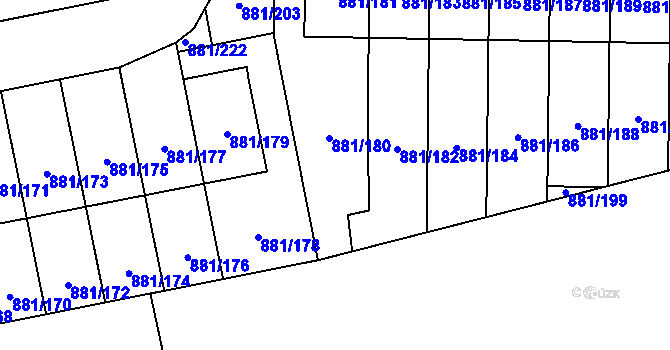 Parcela st. 881/210 v KÚ Čimice, Katastrální mapa