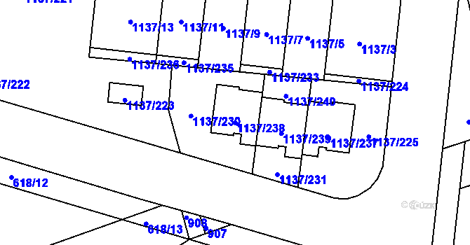Parcela st. 1137/238 v KÚ Čimice, Katastrální mapa