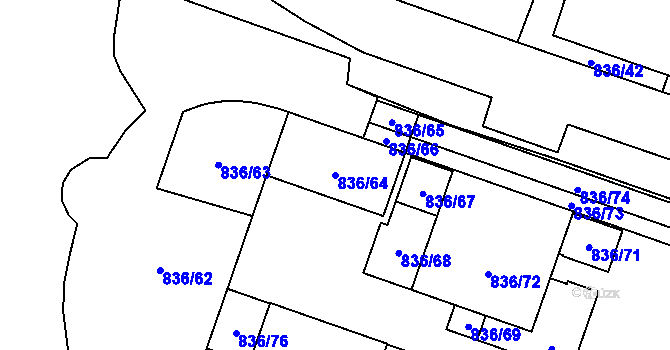 Parcela st. 836/64 v KÚ Čimice, Katastrální mapa