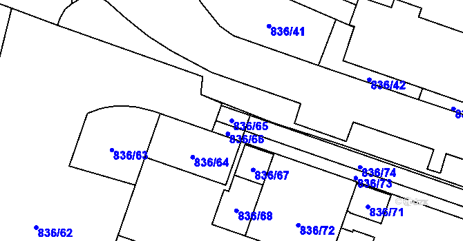 Parcela st. 836/65 v KÚ Čimice, Katastrální mapa