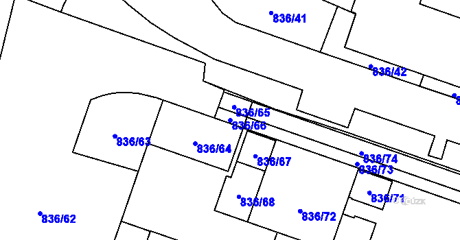 Parcela st. 836/66 v KÚ Čimice, Katastrální mapa
