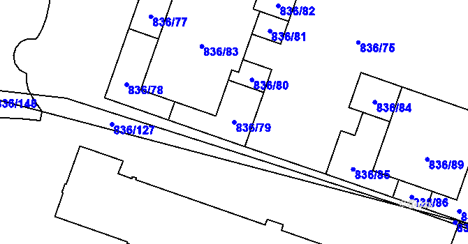 Parcela st. 836/79 v KÚ Čimice, Katastrální mapa