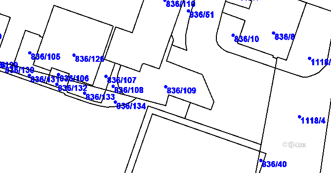 Parcela st. 836/109 v KÚ Čimice, Katastrální mapa