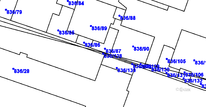 Parcela st. 836/128 v KÚ Čimice, Katastrální mapa