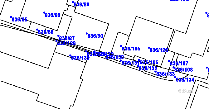 Parcela st. 836/130 v KÚ Čimice, Katastrální mapa