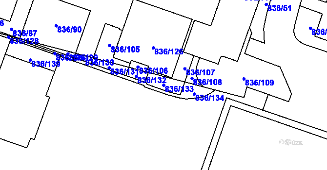 Parcela st. 836/133 v KÚ Čimice, Katastrální mapa