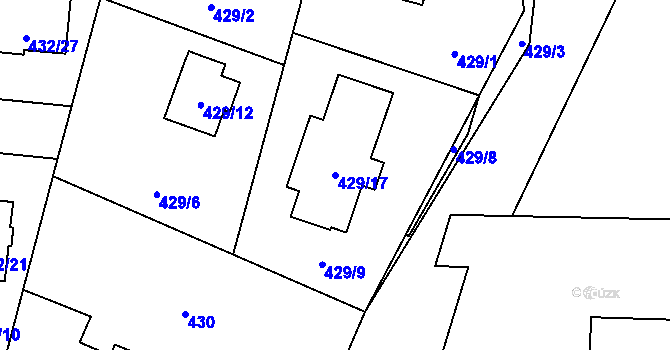 Parcela st. 429/17 v KÚ Čimice, Katastrální mapa