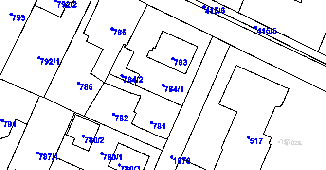 Parcela st. 784/1 v KÚ Čimice, Katastrální mapa