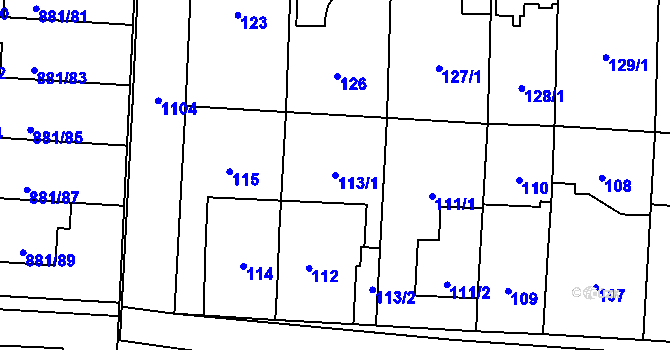 Parcela st. 113/1 v KÚ Čimice, Katastrální mapa