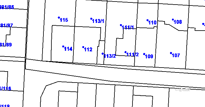 Parcela st. 113/2 v KÚ Čimice, Katastrální mapa
